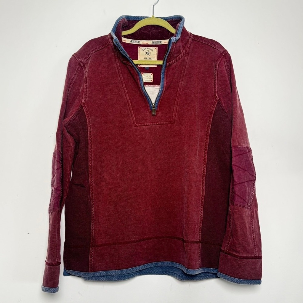 FatFace Airlie Quarter Zip Sweatshirt Mens L Red Russet Vintage Pique Pullover - Picture 2 of 9